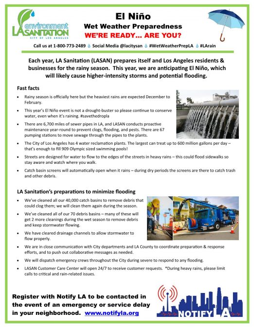 El Niño Wet Weather Preparedness: WE’RE READY… ARE YOU?