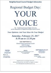 Regional Budget Day – Saturday, February 25