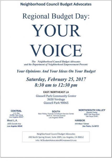 Regional Budget Day – Saturday, February 25