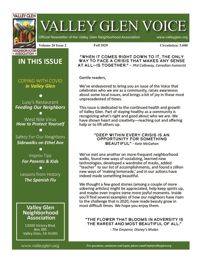 thumbnail of Fall 2020 Edition of the Valley Glen Voice