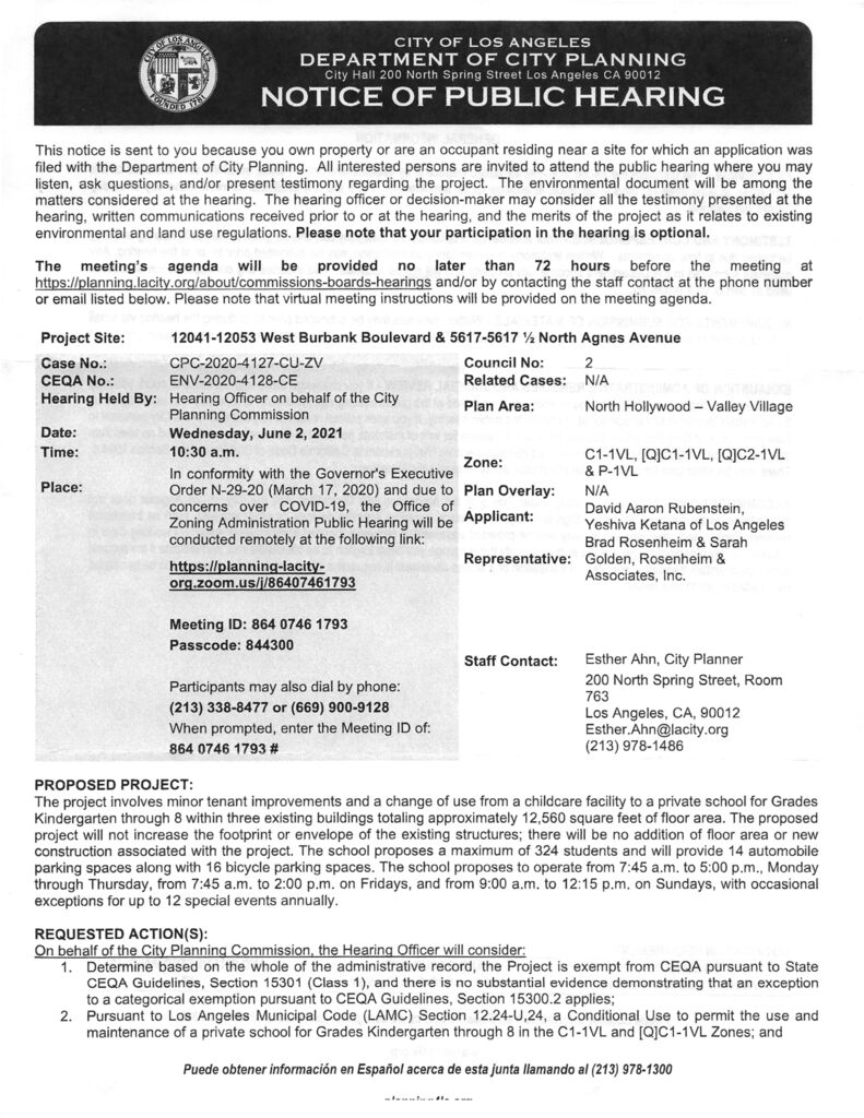 thumbnail of Yeshiva hearing notice